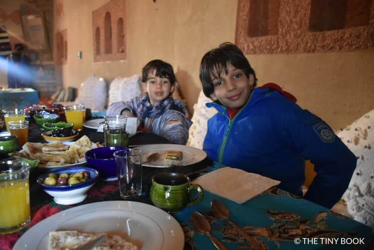 Breakfast for kids in a riad Morocco.