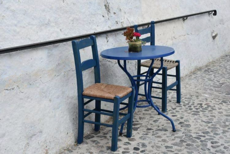 Chairs and little table, Pyrgos. Santorini