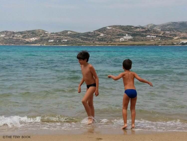 Kids on the beach, Antiparos island, Greece.