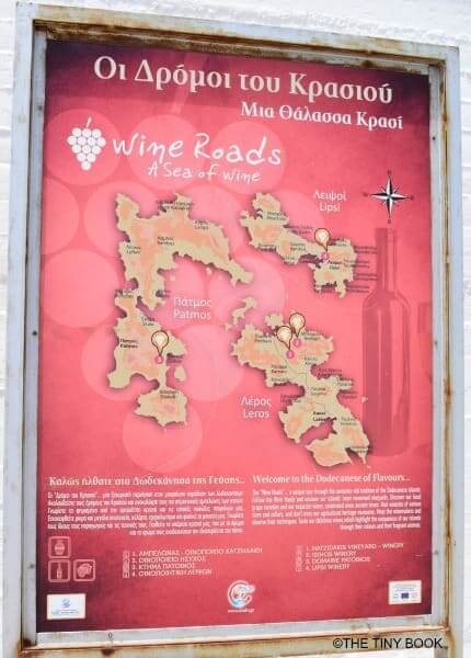 Map: wine roads of Patmos island