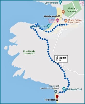 Matala- Red beach map