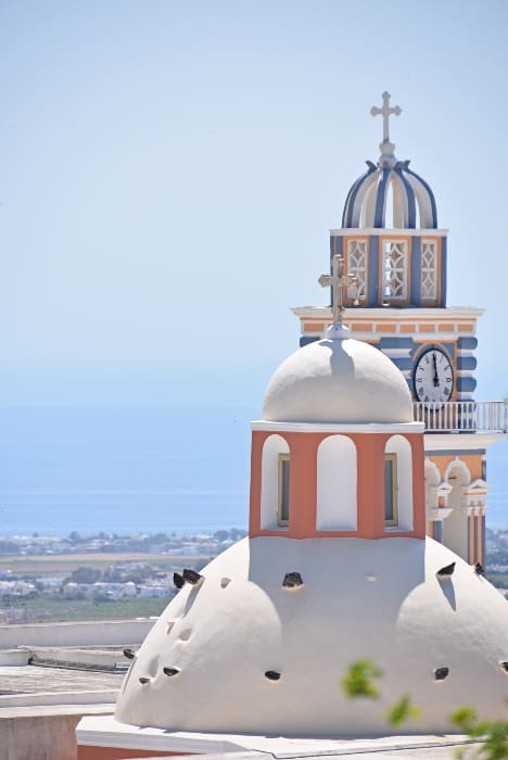 Fira, domes of churches, Santorini