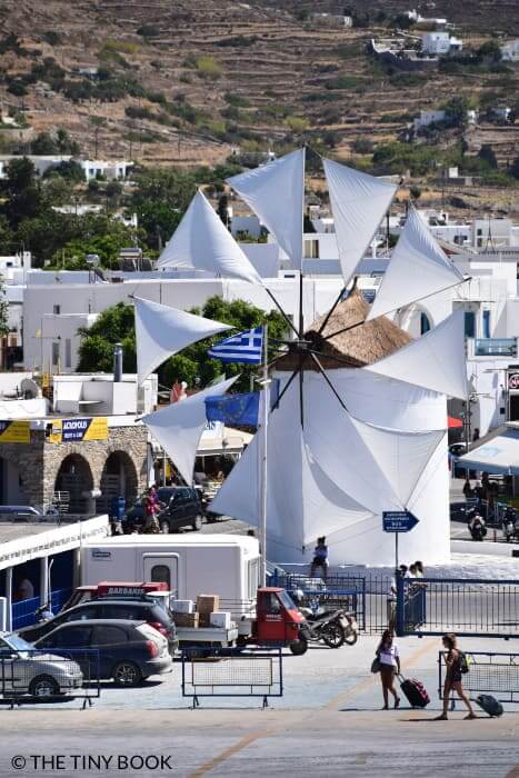 Travel the Greek Islands: How to Get to Paros the Easy Way! 12 how to get to Paros A traditional Cycladic windmill welcomes visitors in the port of Paros.