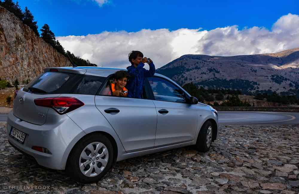 Insanely Practical Crete Travel Tips: How to Plan a Trip to Crete Without Going Crazy! 17 crete travel tips Car, mountain road, kids