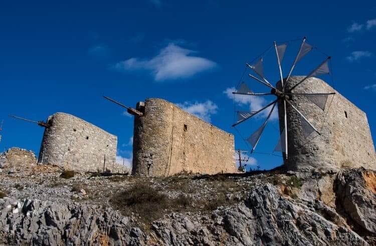 Old windmills made of Stone, Crete.