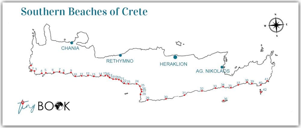 Explore the Fantastic Unspoiled Beaches in South Crete! 4 Beaches in South Crete Map Crete south beaches