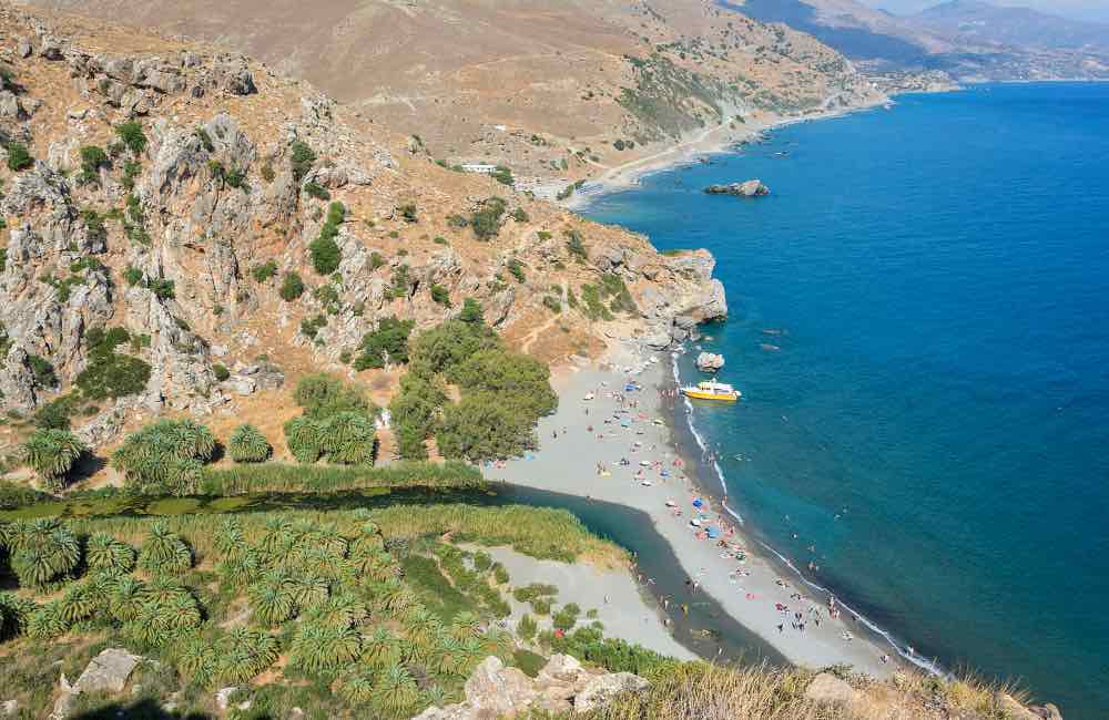 Explore the Fantastic Unspoiled Beaches in South Crete! 21 Beaches in South Crete River flowing into the sea, Preveli beach, Crete