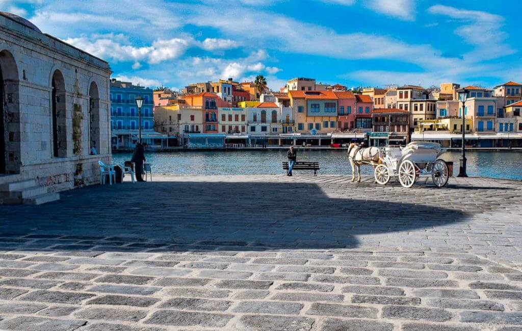 horse, street, port, Chania