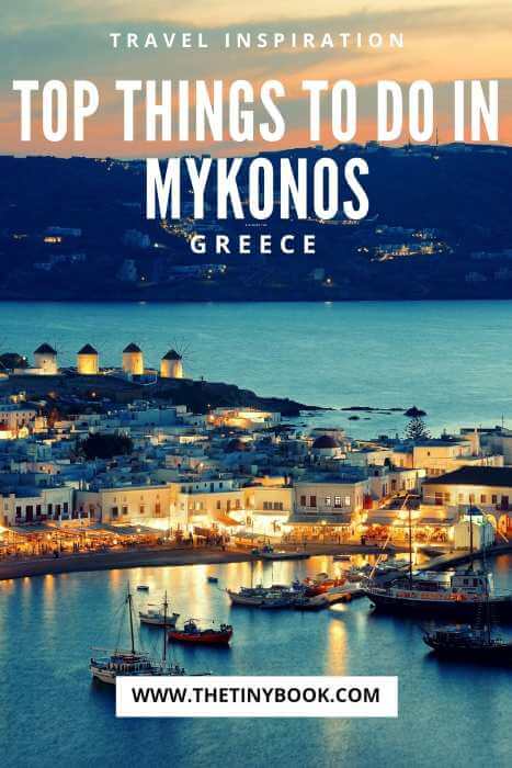 Night view port of Mykonos, Greece