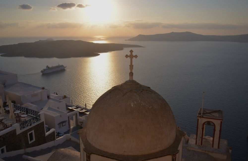 Church dome, Santorini, Greece