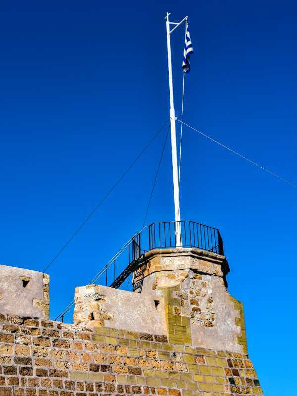 Chania Observation Tower in Firkas with Greek Flag