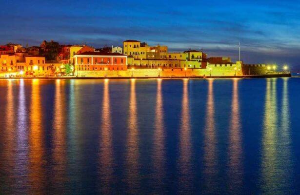 Crete - Greece - Chania harbor at night